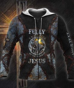 personalized fully vaccinated by the blood of jesus zip hoodie thh3800zhct 4550