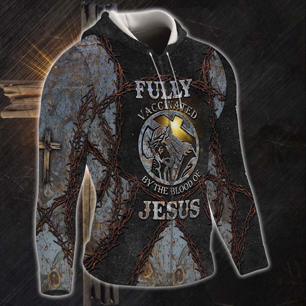 Personalized Fully Vaccinated By The Blood Of Jesus Zip Hoodie THH3800ZHCT - Image 5