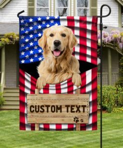 Personalized Golden Retriever Dog Custom Text American Flag TQN1135Fv2CT