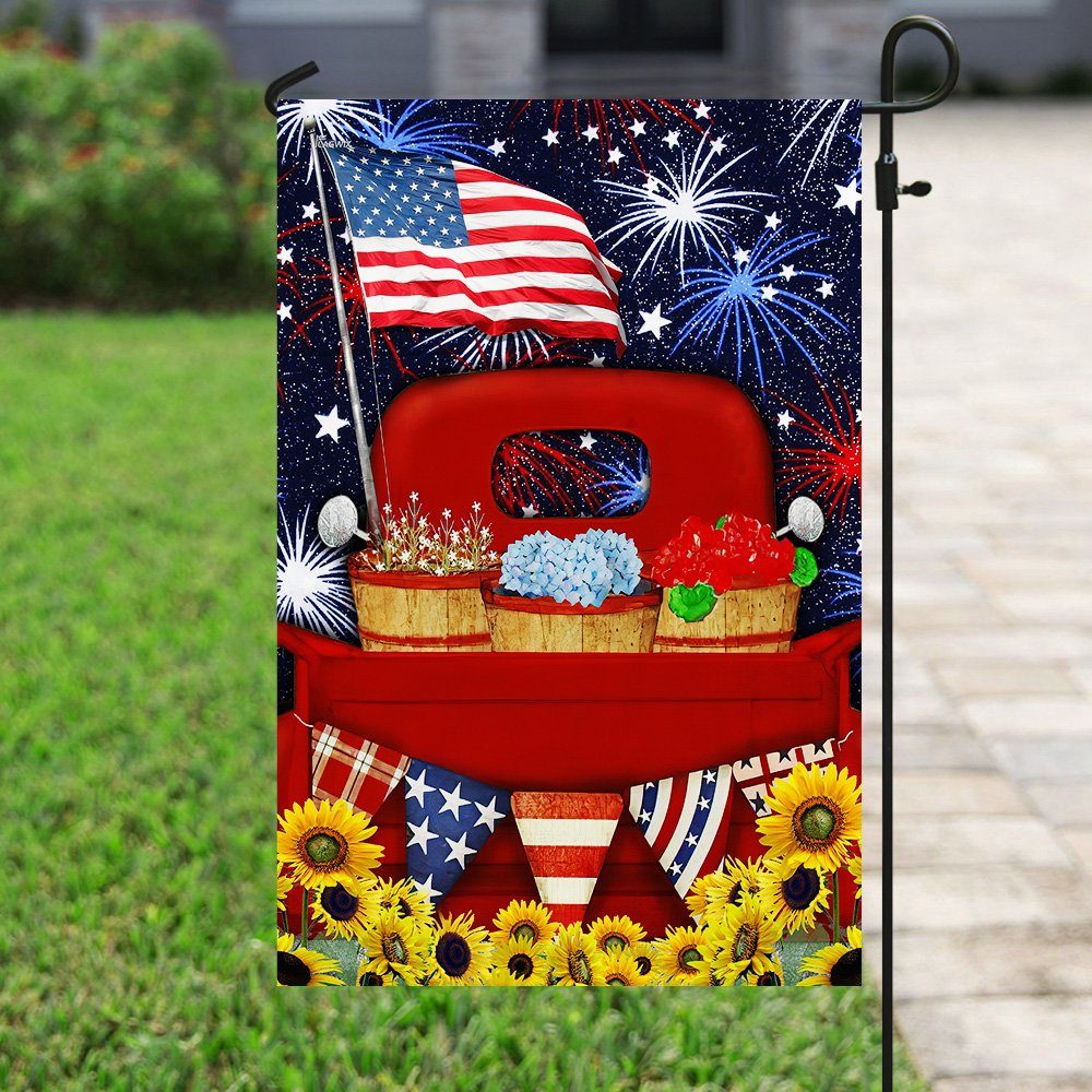 Personalized Happy 4th Of July With Dogs Flagwix™ Red Truck With Dogs Happy 4th Of July Flag THH3147FCT - Image 3