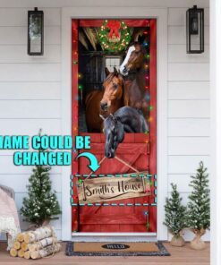 Personalized Horse. Merry Christmas Door Cover