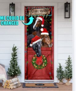 Personalized Horse. Merry Christmas Door Cover