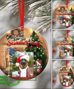 Personalized Image Santa Paws Ceramic Ornament
