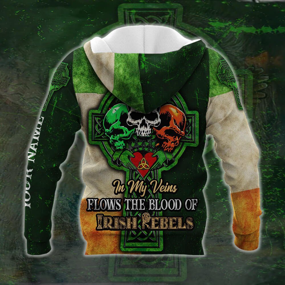Personalized Irish St. Patrick’s Day 3D Zip Hoodie Skull NTB519ZHCT - Image 4