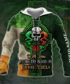 personalized irish st. patrick’s day 3d zip hoodie skull ntb519zhct 6700