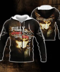personalized jesus christian. fully vaccinated by the blood of jesus zip hoodie thh3690zhct 2180