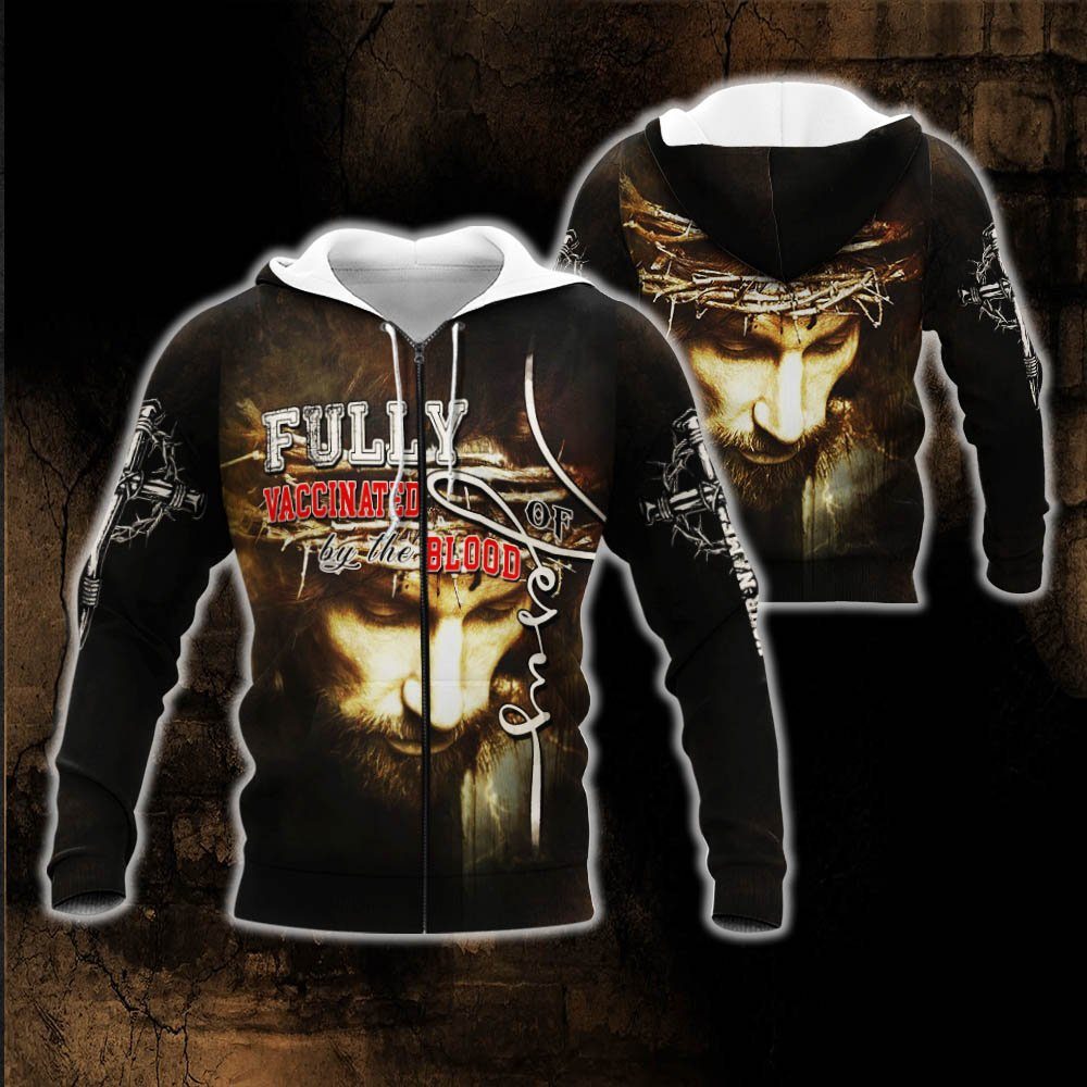 Personalized Jesus Christian. Fully Vaccinated By The Blood Of Jesus Zip Hoodie THH3690ZHCT - Image 5