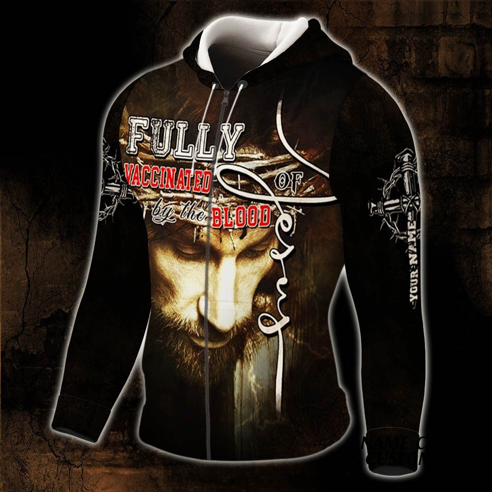 Personalized Jesus Christian. Fully Vaccinated By The Blood Of Jesus Zip Hoodie THH3690ZHCT - Image 2