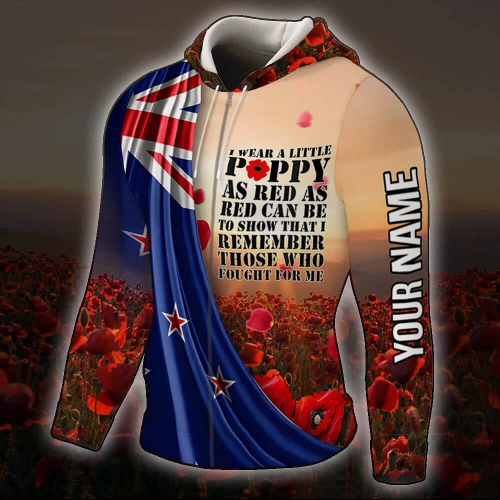 Personalized New Zeland Anzac Day. Lest We Forget. I Wear Red Poppy 3D Zip Hoodie NTB587ZHCTV2 - Image 4