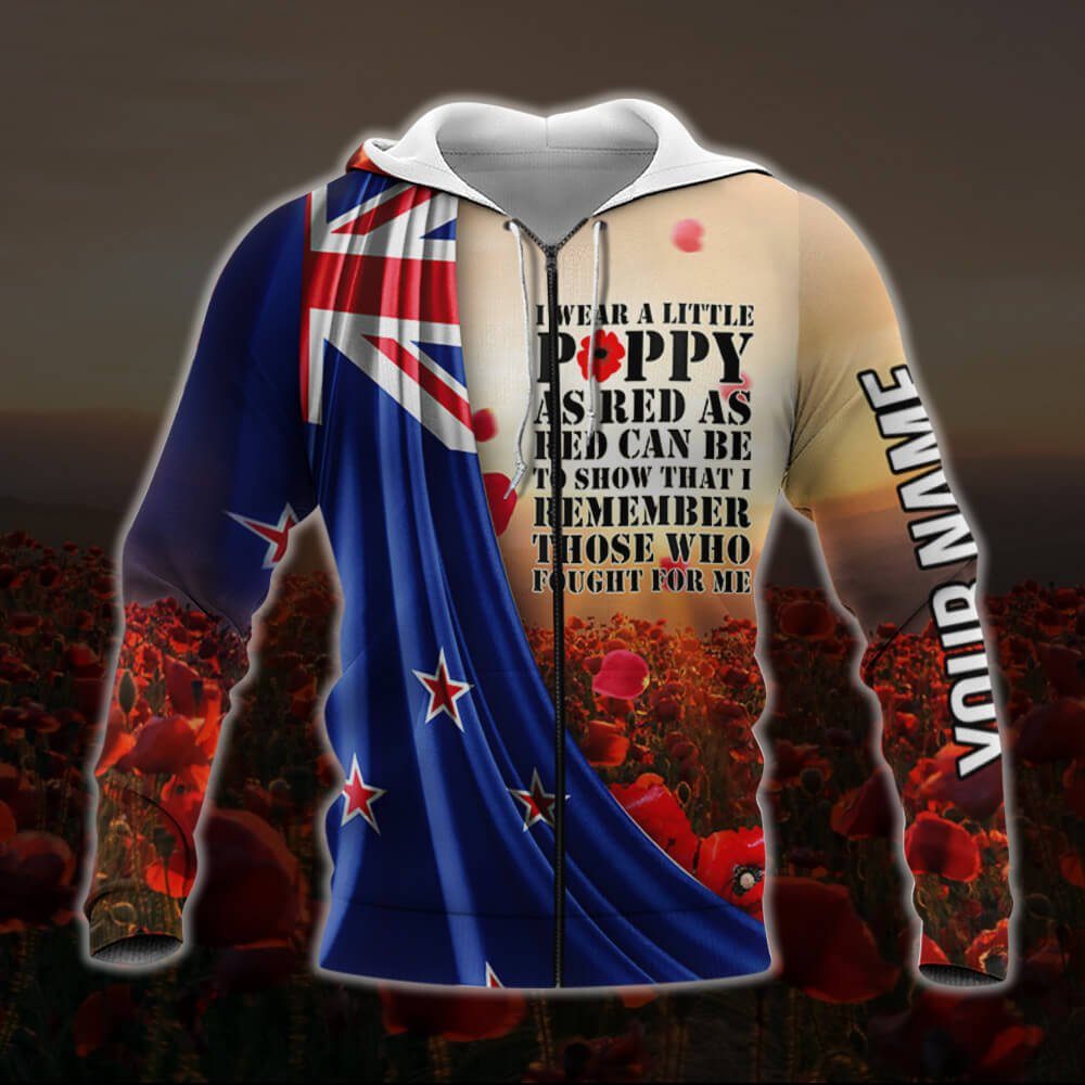 Personalized New Zeland Anzac Day. Lest We Forget. I Wear Red Poppy 3D Zip Hoodie NTB587ZHCTV2 - Image 3