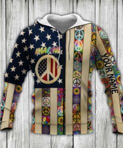 personalized peace sign hippie custom name zip hoodie lha1585zhct 6255