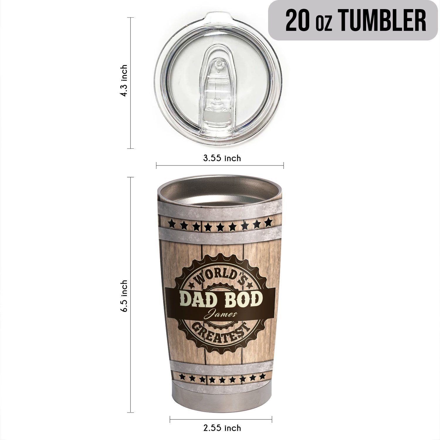 Personalized Thank You Dad, World's Greatest Dad Bod 20oz Tumbler TPT117TUCT - Image 5