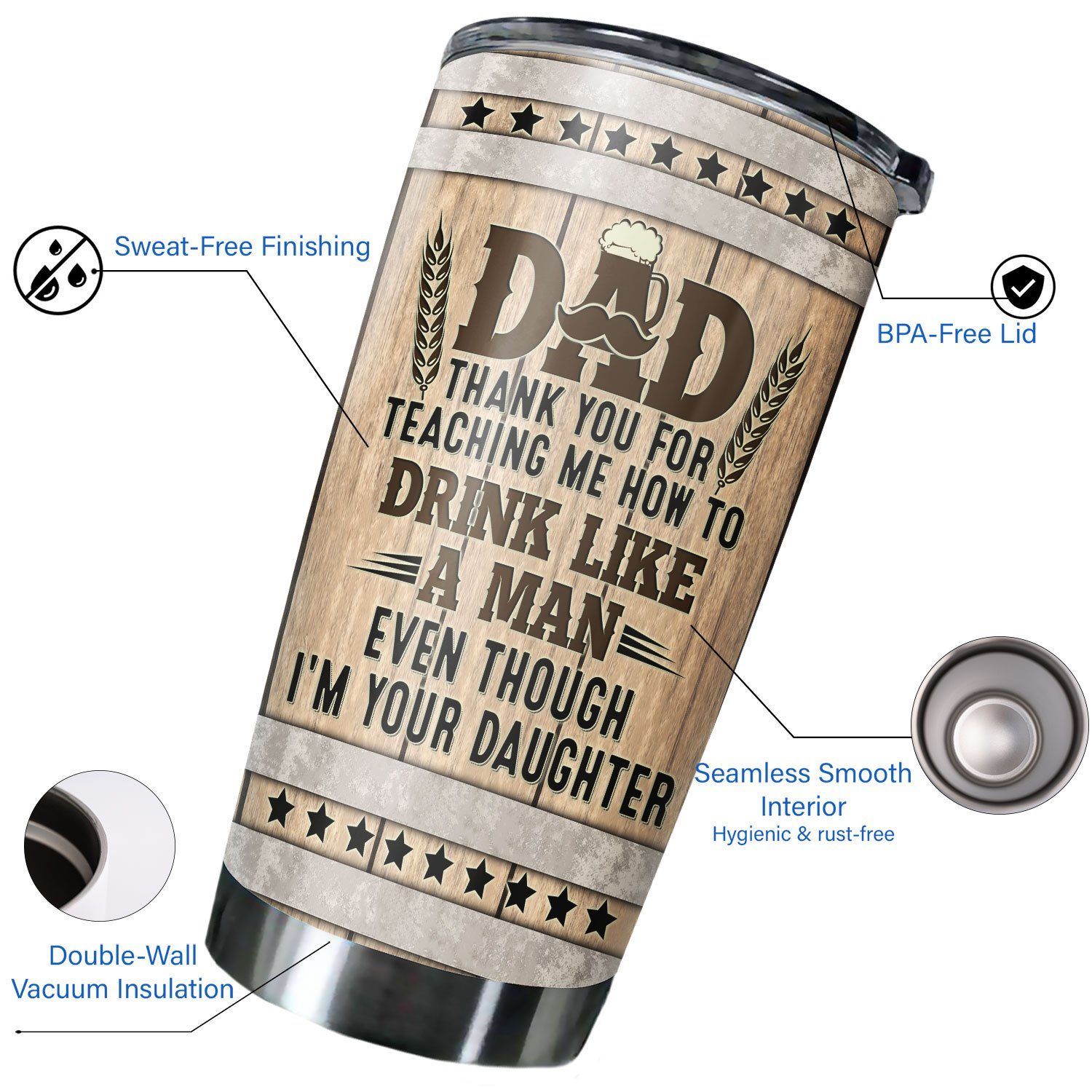 Personalized Thank You Dad, World's Greatest Dad Bod 20oz Tumbler TPT117TUCT - Image 3