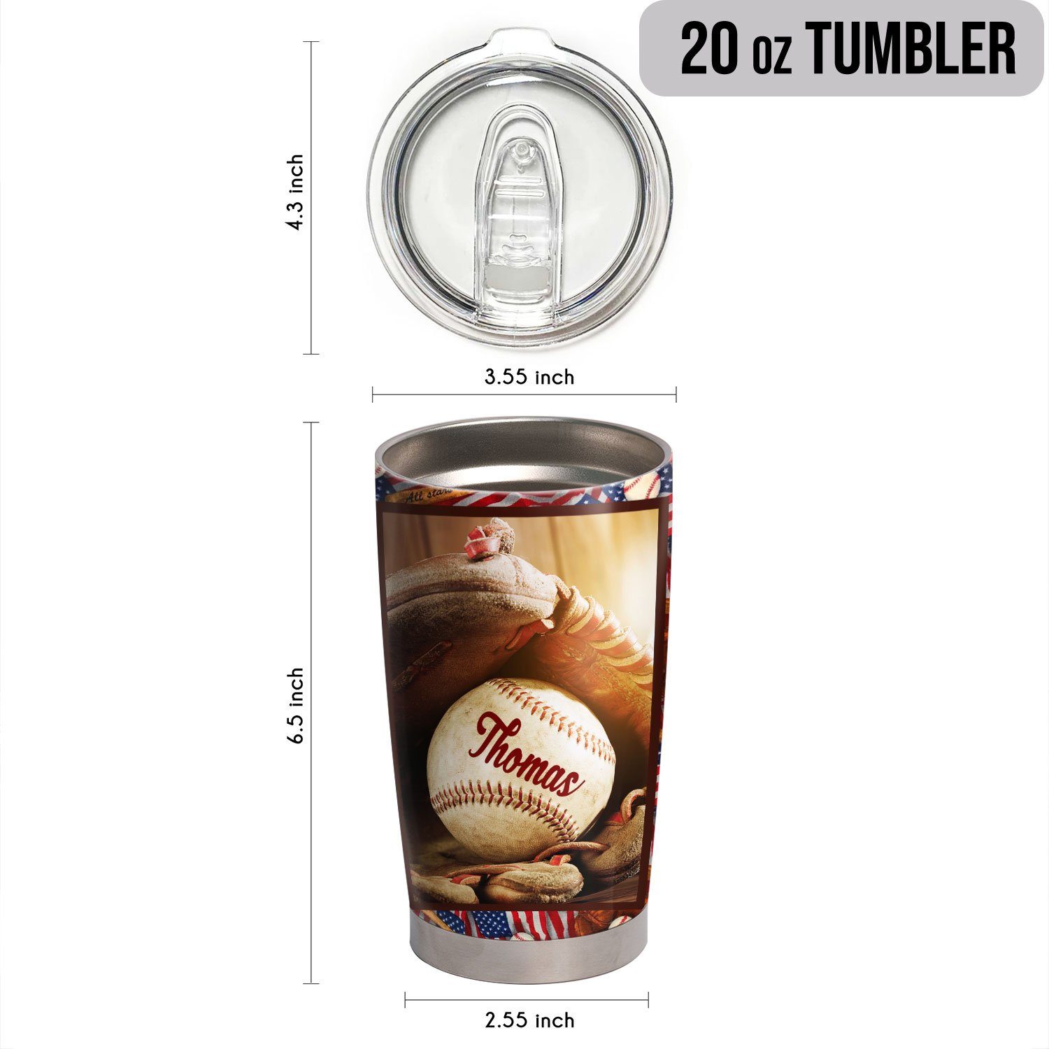 Personalized Thank You Dad Baseball Father's Day 20oz Tumbler TQN121TUCT - Image 6