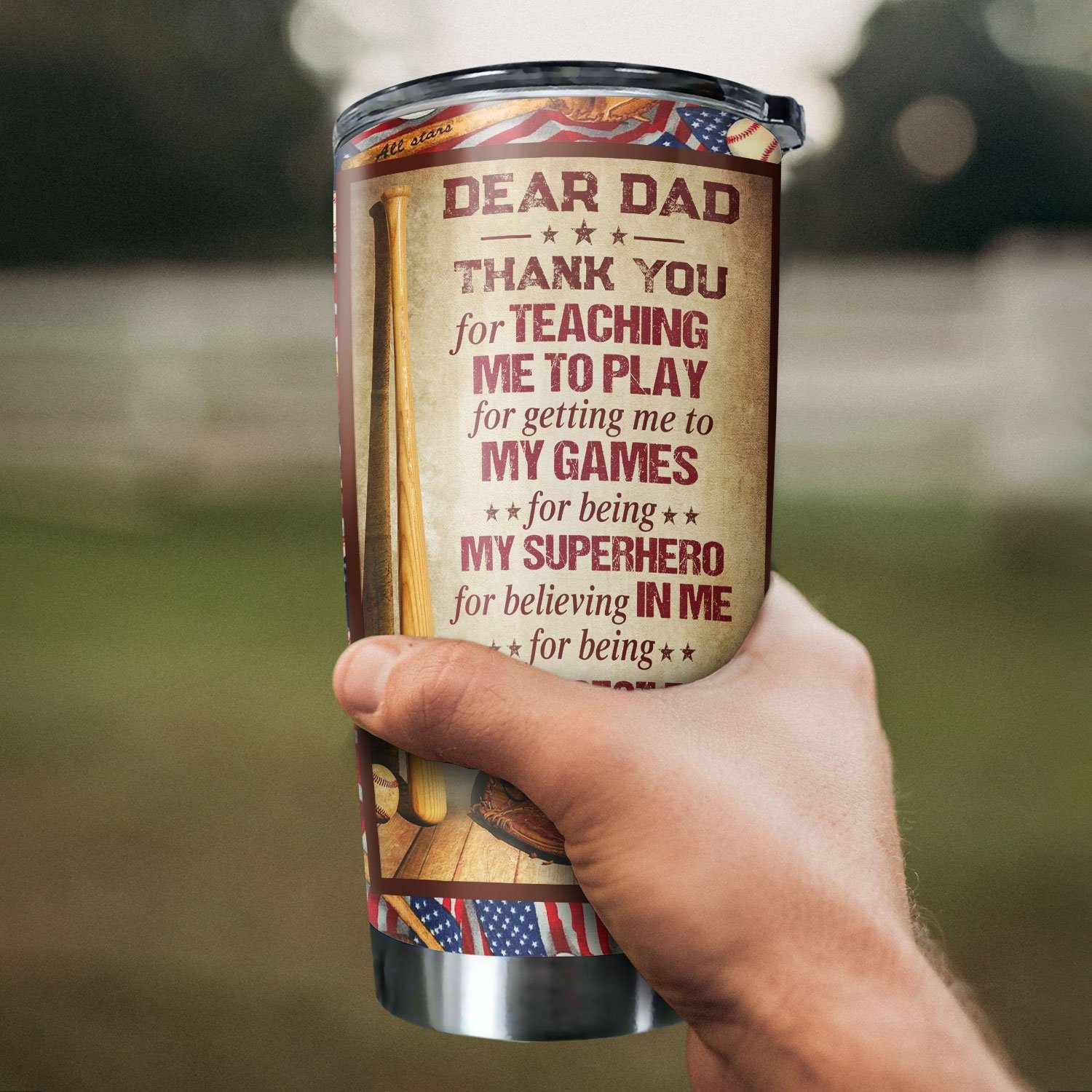 Personalized Thank You Dad Baseball Father's Day 20oz Tumbler TQN121TUCT - Image 2