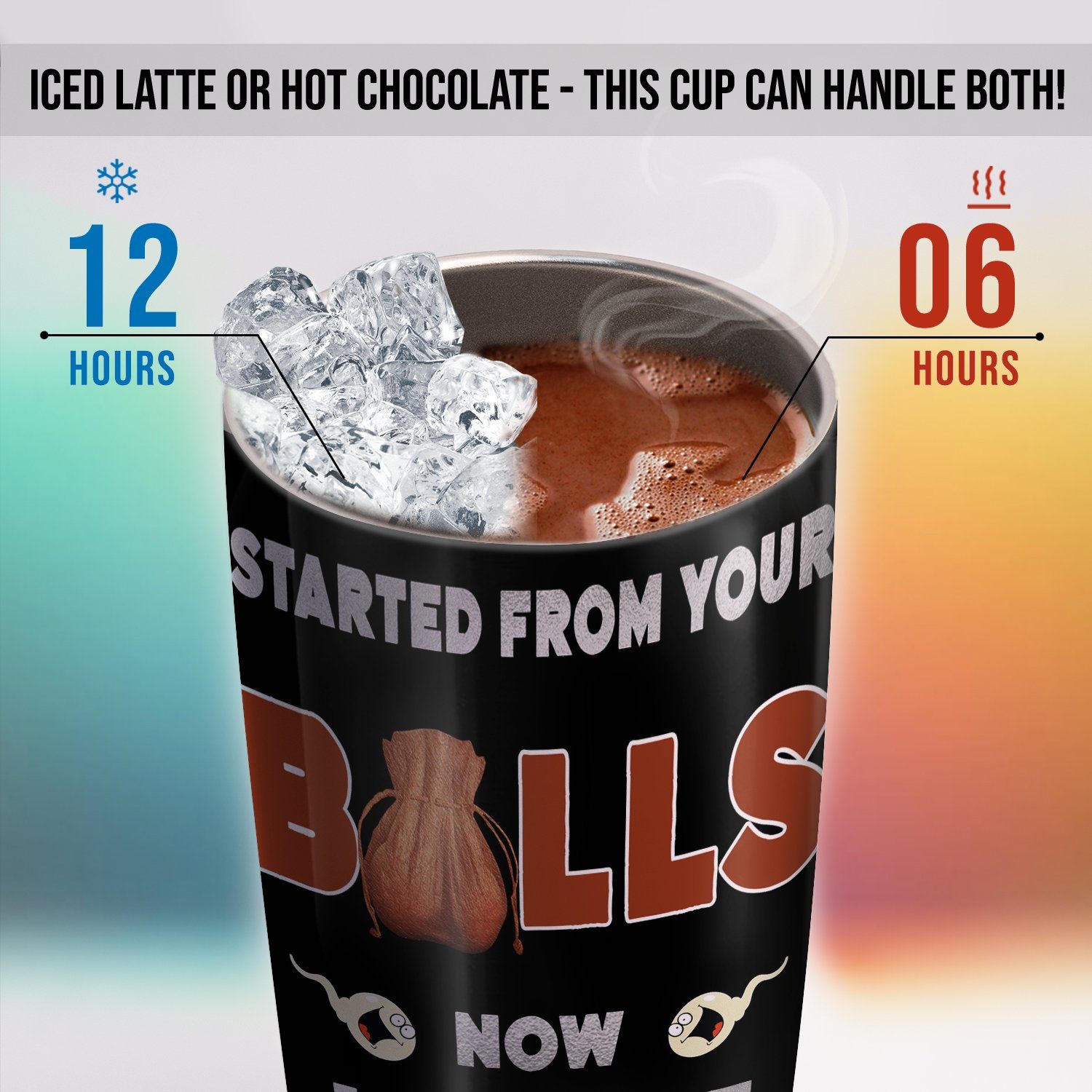 Personalized Tumbler Started from your balls now I'm here 20oz Tumbler LNT90TUCT - Image 5