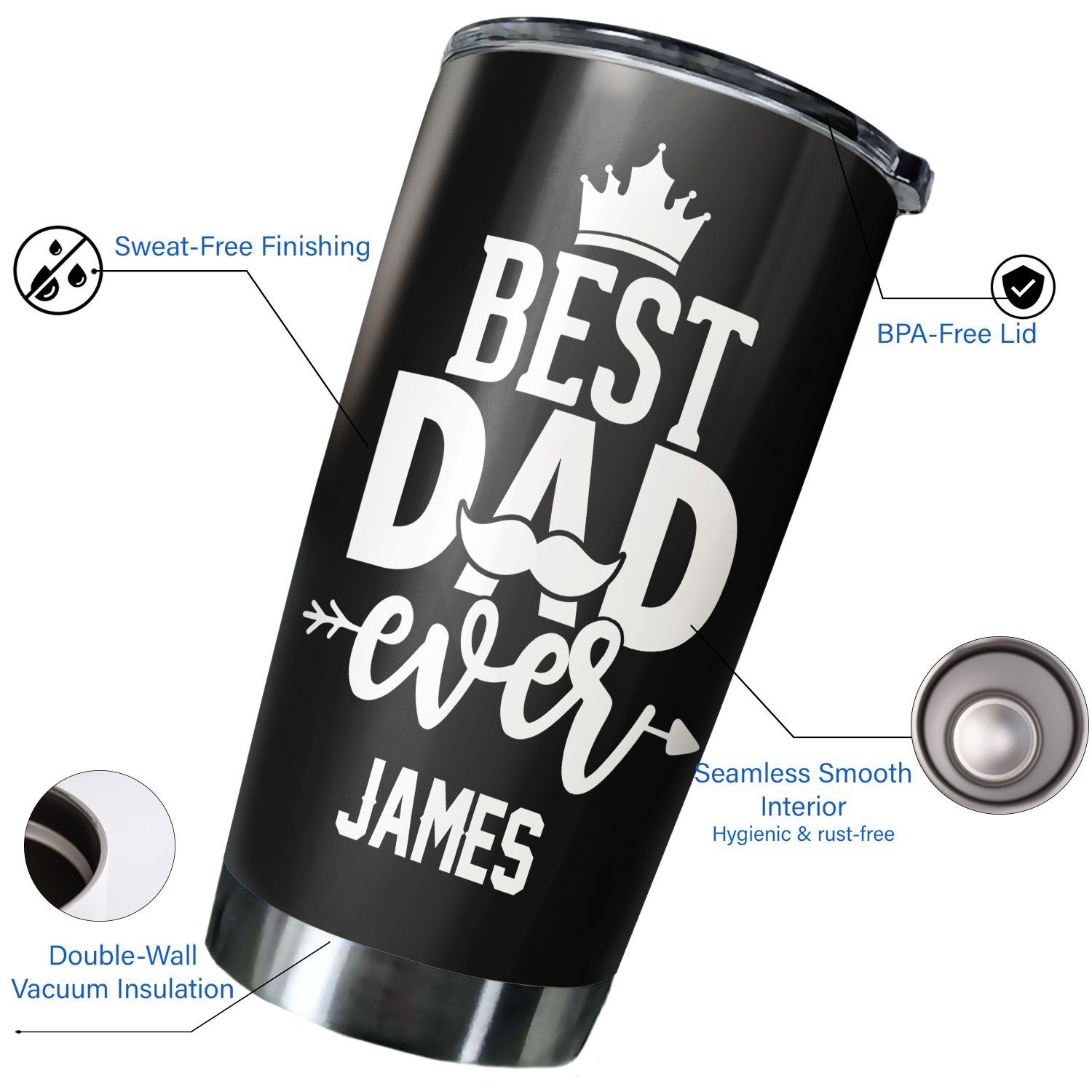 Personalized Tumbler Thanks For Being My Dad Gifts For Dad 20oz Tumbler BNN100TUCT - Image 3