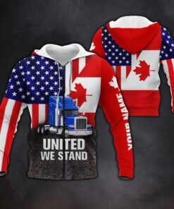 personalized united we stand zip hoodie, freedom convoy 2022, canadian truckers, mandate freedom qnn703zhctv1 2328