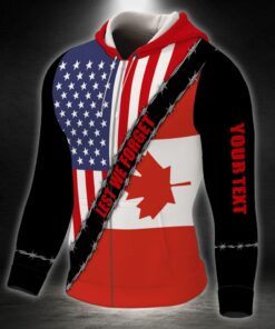personalized usa canada friendship. american canadian custom text zip hoodie thb3748zhct 5198