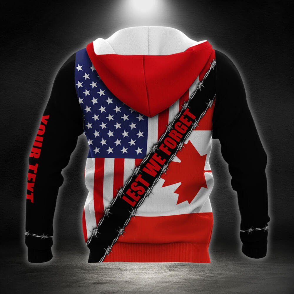 Personalized USA Canada Friendship. American Canadian Custom Text Zip Hoodie THB3748ZHCT - Image 3