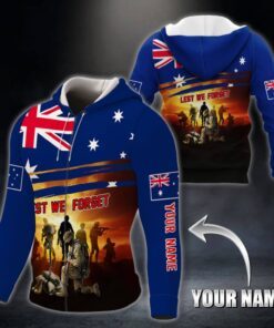Personalized Veteran Remembrance Poppy. Lest We Forget Australian Zip Hoodie THB3691ZHCT