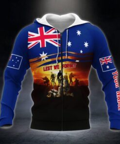 personalized veteran remembrance poppy. lest we forget australian zip hoodie thb3691zhct 3669