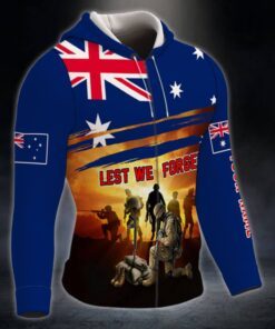 personalized veteran remembrance poppy. lest we forget australian zip hoodie thb3691zhct 4095