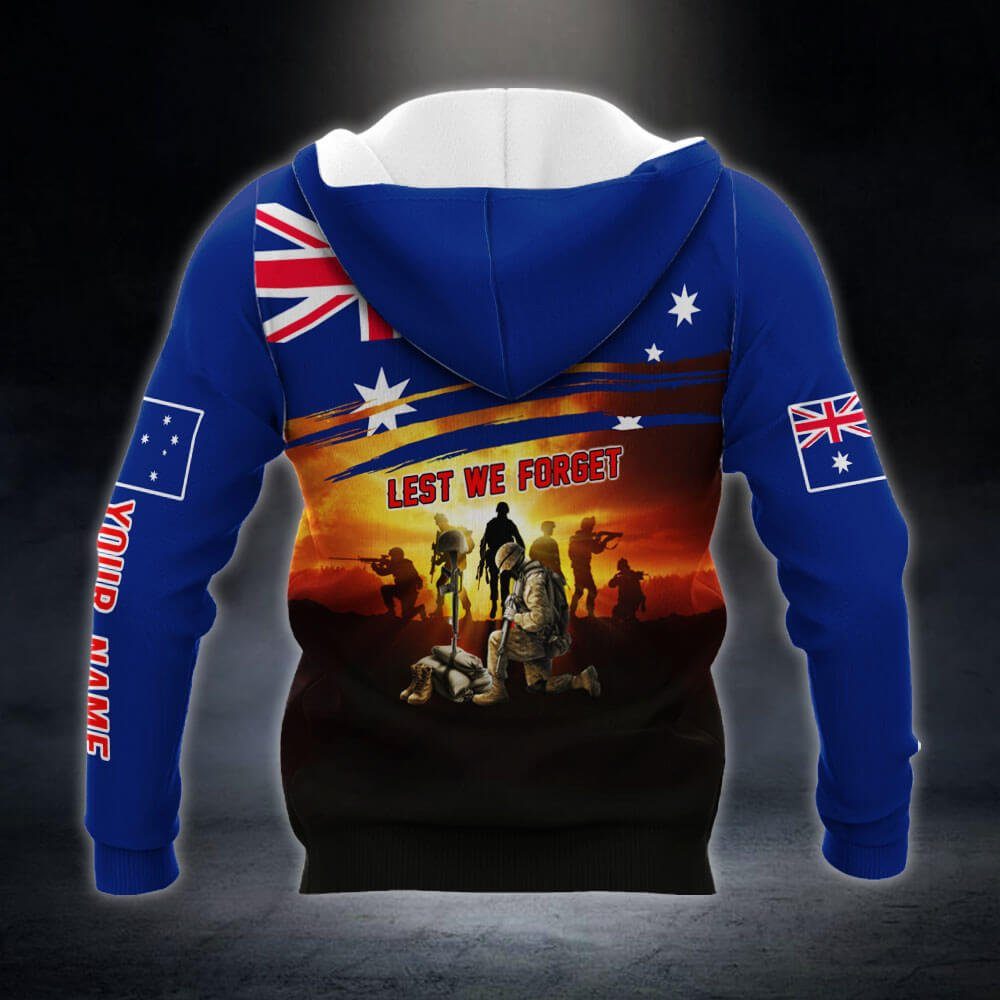 Personalized Veteran Remembrance Poppy. Lest We Forget Australian Zip Hoodie THB3691ZHCT - Image 5