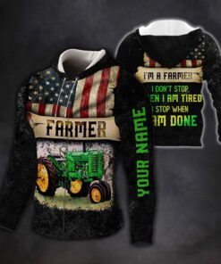 Personalized Zip Hoodie, Proud Farmer Tractor Custom Name QNK1052ZHCT