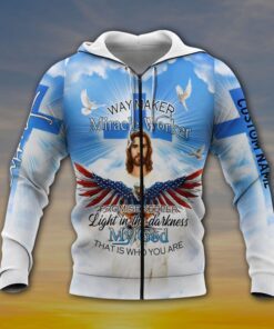 personalized zip hoodie god jesus christ way maker miracle worker promise keeper custom name lha2123zhct 3772