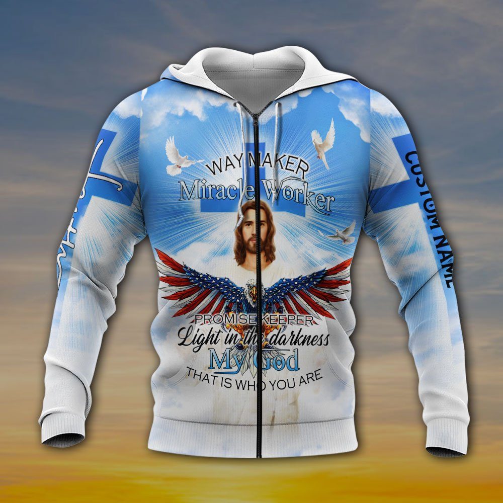 Personalized Zip Hoodie God Jesus Christ Way Maker Miracle Worker Promise Keeper Custom Name LHA2123ZHCT - Image 3