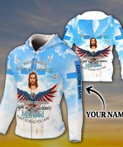 Personalized Zip Hoodie God Jesus Christ Way Maker Miracle Worker Promise Keeper Custom Name LHA2123ZHCT