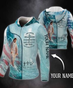 Personalized Zip Hoodie Jesus God Way Maker Miracle Worker Promise Keeper MLH2151ZHCT