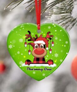 pharmacy crew. reindeer pharmacist christmas ceramic ornament 5805
