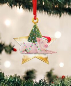 Pig Christmas Custom - Shaped Ornament Star NTB392O