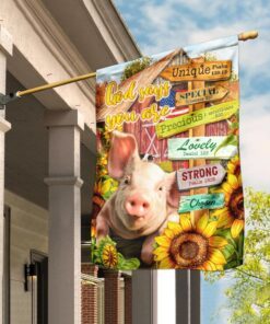 Pig Sunflower Barn God Says You Are Flag