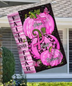 Pink Pumpkin For Breast Cancer Flagwix™ Faith Over Fear Flag MLH1815F