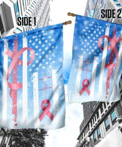 pink ribbon through the snow breast cancer flag 1030