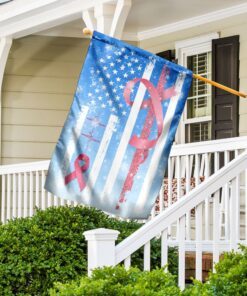 pink ribbon through the snow breast cancer flag 1360