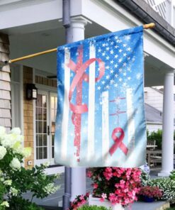 pink ribbon through the snow breast cancer flag 3416
