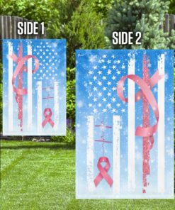 pink ribbon through the snow breast cancer flag 4169