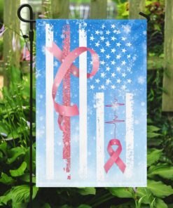 pink ribbon through the snow breast cancer flag 6982