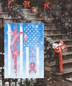 pink ribbon through the snow breast cancer flag 7310