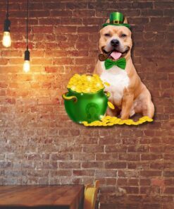 Pit Bull Hanging Metal Sign,  Irish Happy Saint Patrick’s Day QNN620MSv2
