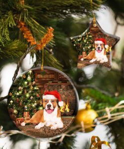 Pitbull Christmas Ceramic Ornament