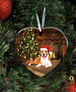 pitbull christmas ceramic ornament 6160