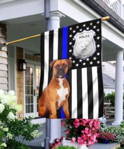 Police Dog Boxer American U.S. Flag