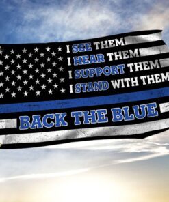 Police Flag Back The Blue American Police Grommet Flag TRH1814GFv1