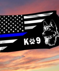 Police Flag Thin Blue Line Police Dog K9 German Shepherd Grommet Flag TRL1881GF