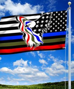 police military and fire thin line eagle grommet flag usa blue green red line flag tqn236gf 5707